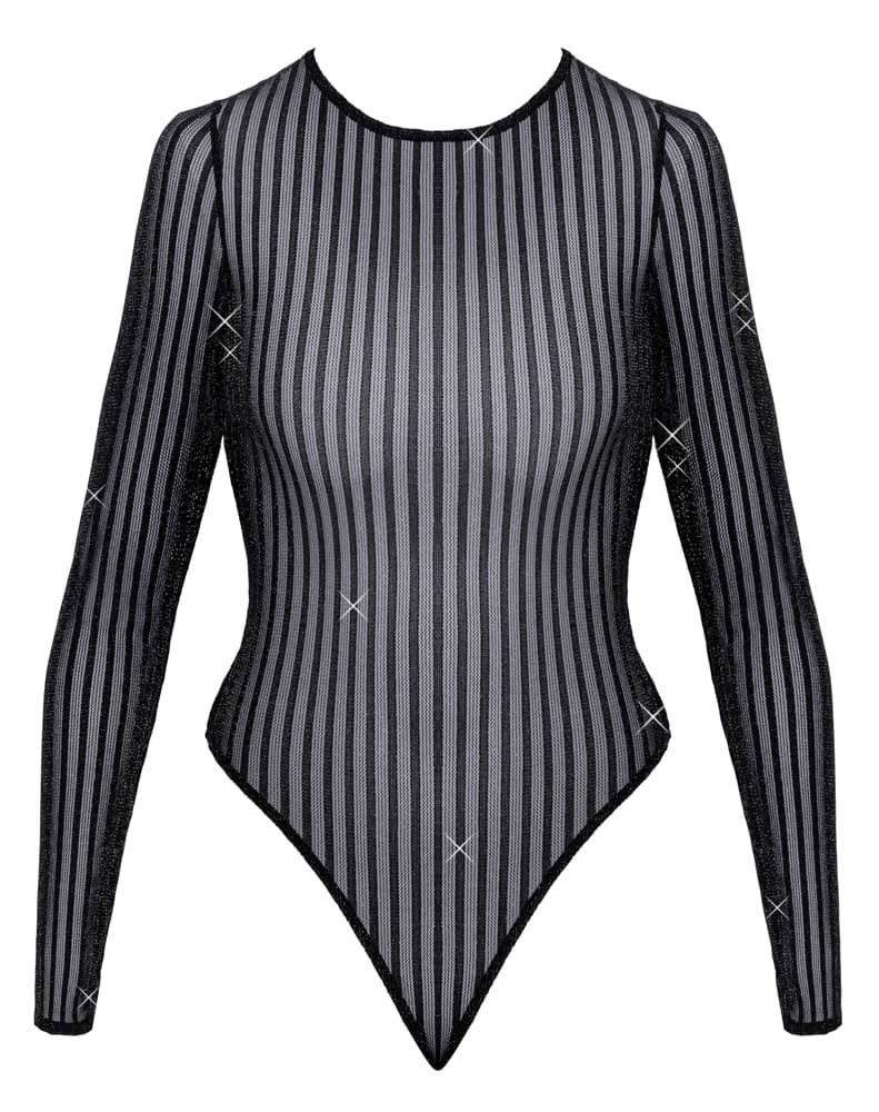 Body i et blændende sølvfarvet lurex-stribe-look