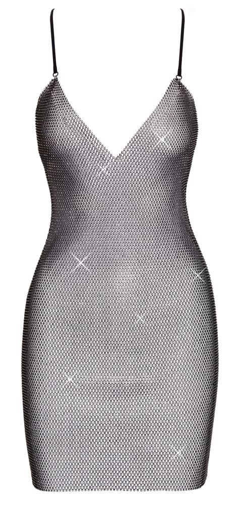 Net-minikjole med rhinestone-besætning over det hele