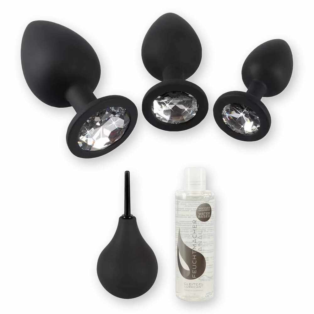 First Time Anal - startpakke med analplug-sæt, intimbruser og analglidecreme