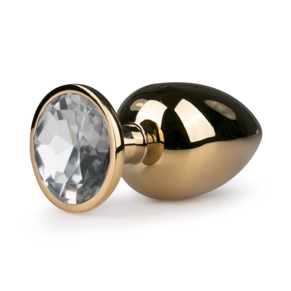 Guld Stål Butt Plug Med Smykkesten - Medium