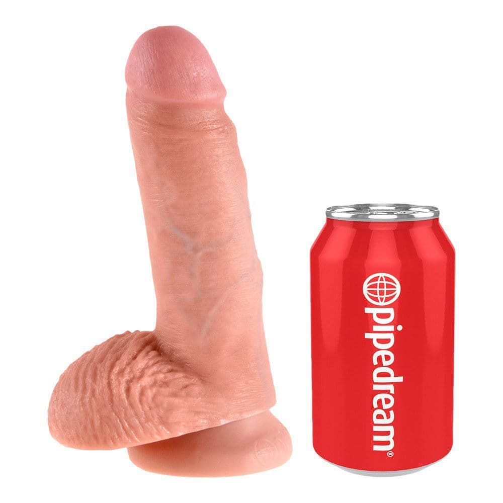 King Cock 18cm Cock With Balls Realistisk Dildo - Lys Hudfarve - Sexshop.dk