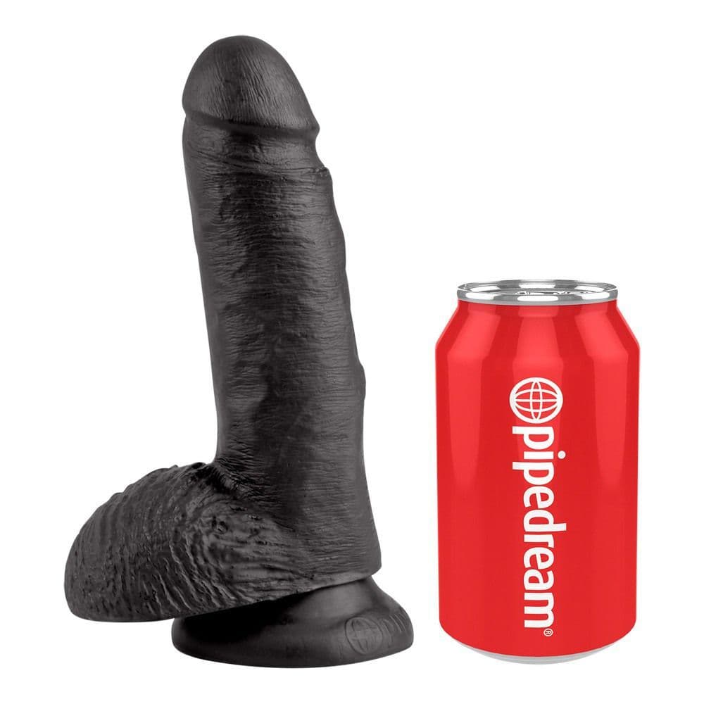 King Cock - 18 cm Cock with Balls Realistisk Dildo - sort - Sexshop.dk