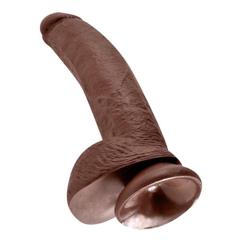King Cock - 23 cm Cock with Balls Realistisk Dildo - brun - Sexshop.dk