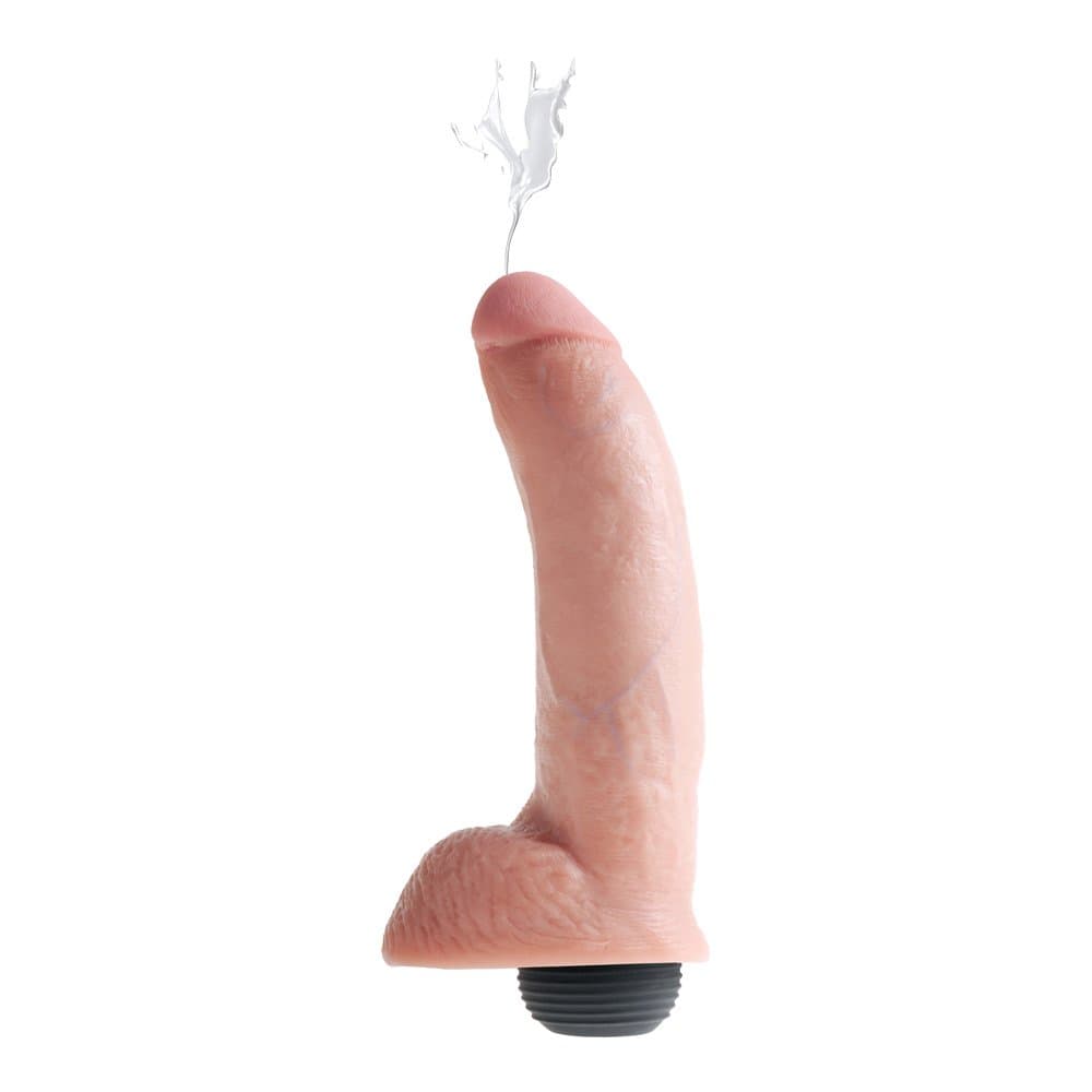 King Cock Squirting Cock 9" Sprøjte Dildo M/Testikler - Lys Hudfarve